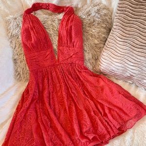 Free People open back, plunging neckline dress